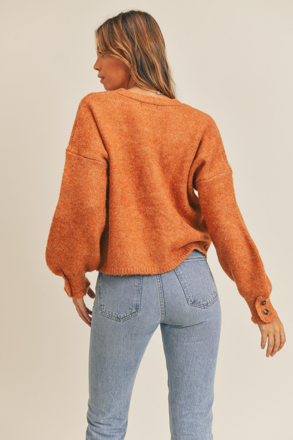 Rust Mable Long Sleeve Button Down Sweater Cardigan