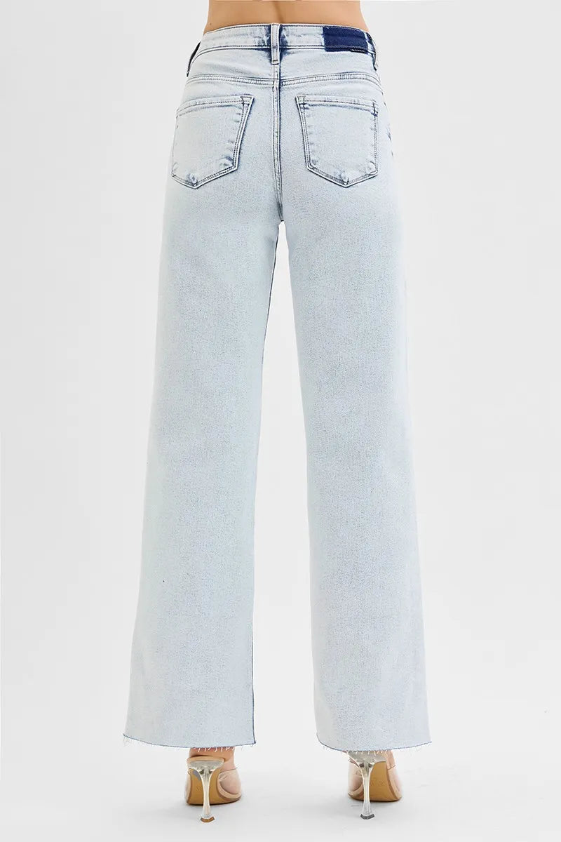 Light Risen Full Size High Rise Wide Leg Jeans Plus Size