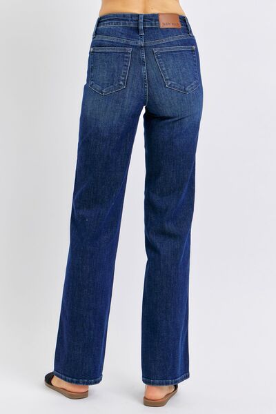 Dark Judy Blue Full Size Tummy Control Straight Jeans Plus Size