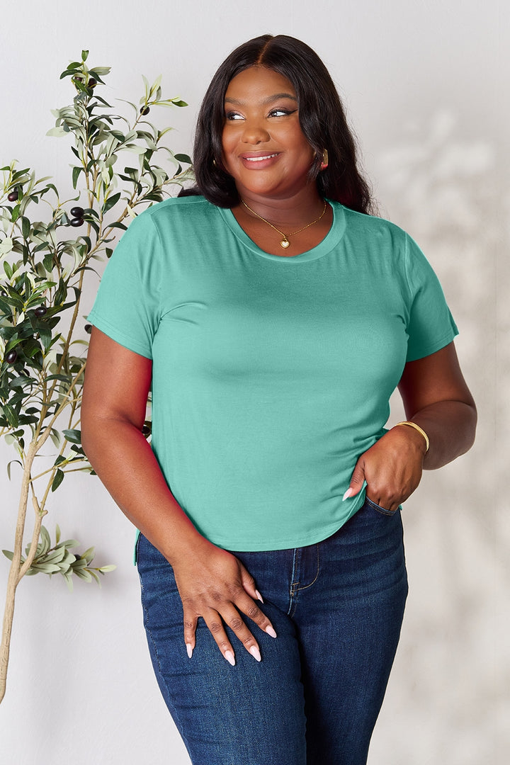 Gray Basic Bae Full Size Round Neck Short Sleeve T Shirt 2