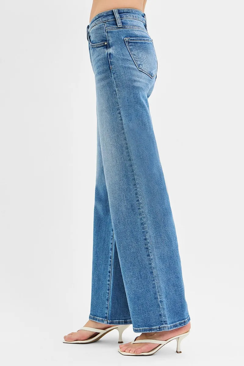 Medium Risen Full Size Low Rise Wide Leg Jeans Plus Size