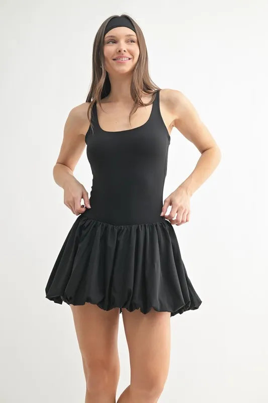 Black Mono B Bubble Active Mini Dress