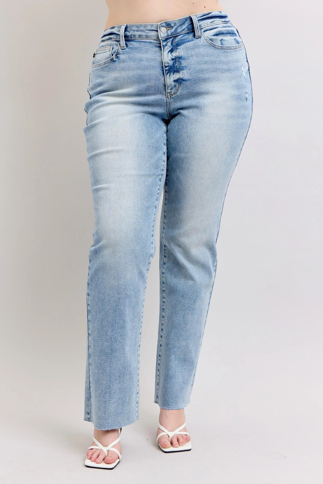 Lt Judy Blue Full Size Mid Rise Light Wash Dad Jeans Plus Size