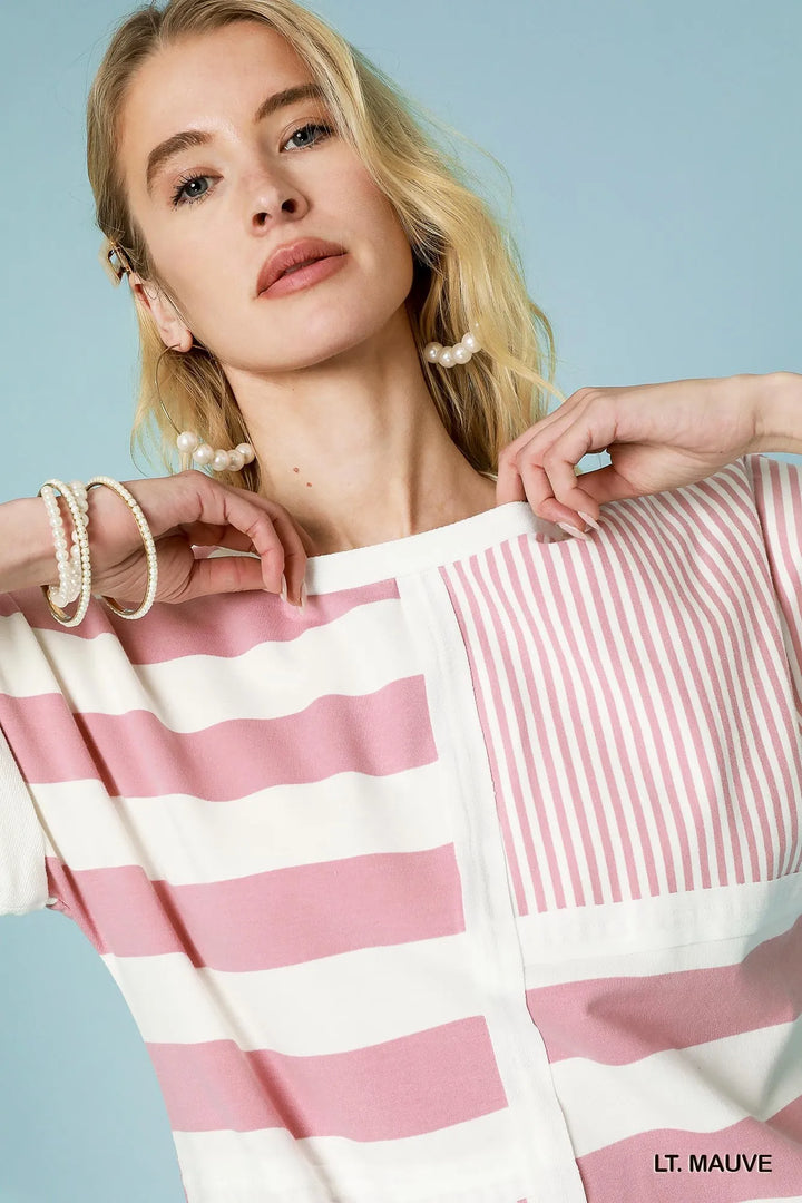 Umgee Mixed Striped Short Sleeve Romper 2