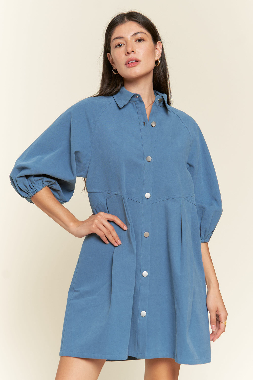 BLUE Washed Denim Style Dress