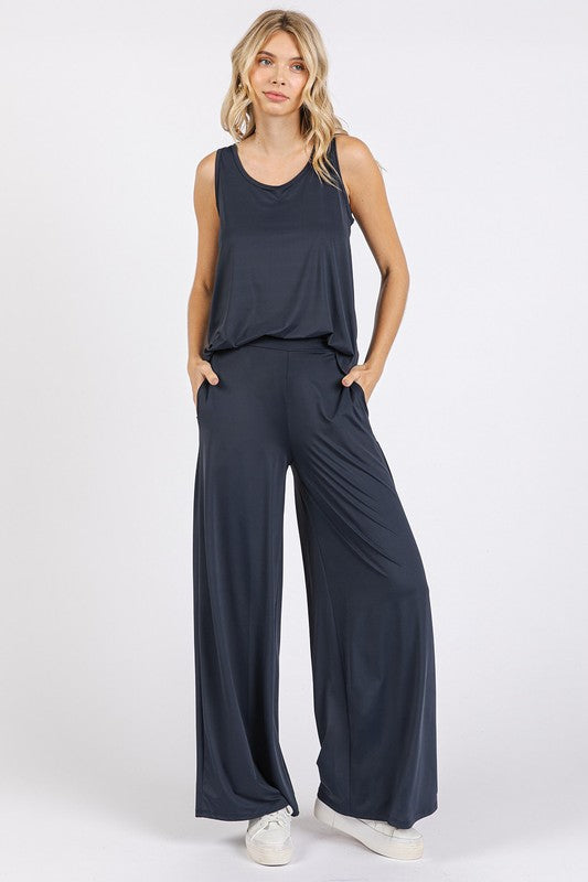 Midnight Mittoshop Yoga Air Stretch Elastic Waist Wide Leg Pants