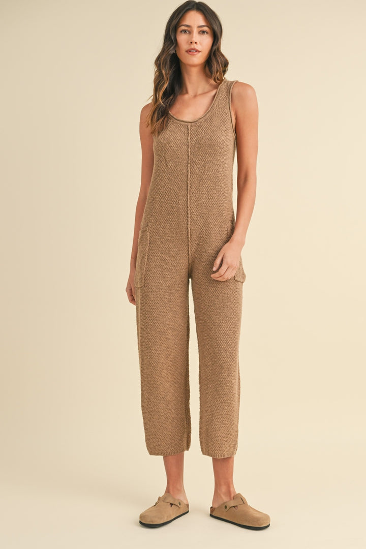 Mable Sleeveless Knit Crop Jumpsuit With Pockets