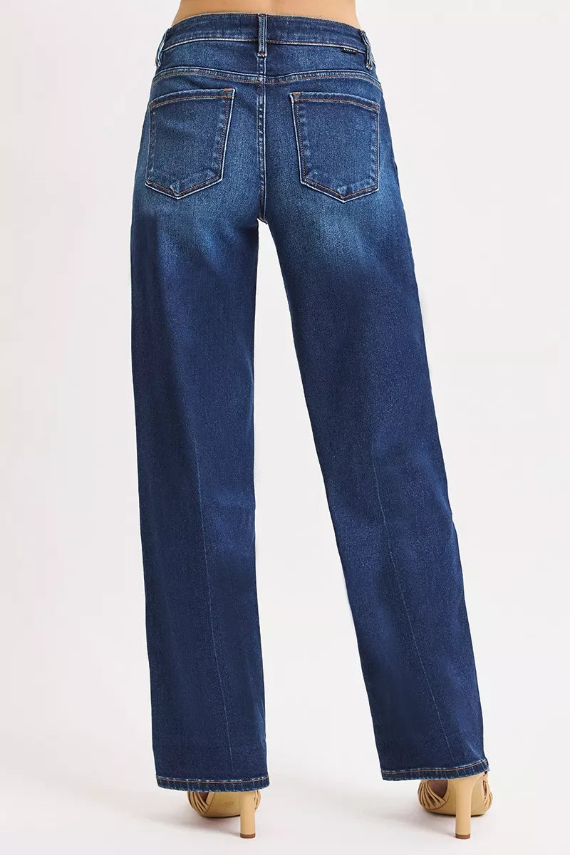 Dark Risen Mid Rise Wide Baggy Jeans