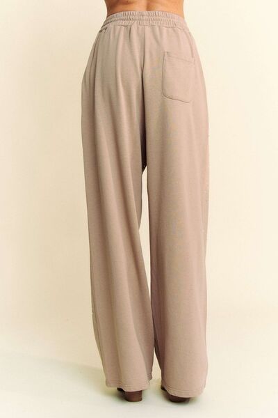 Tan Davi Dani Rhinestone Drawstring Wide Leg Pants