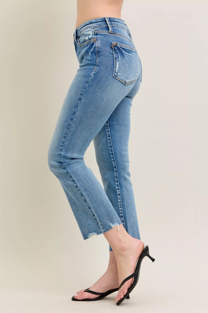 Md Judy Blue Mr Vintage Wash Destroy Hem Kick Flare Jeans