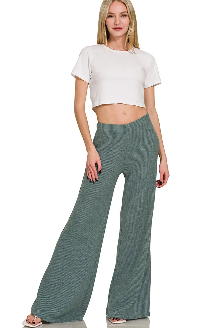 Zenana Mock Neck Top And Pants Sweater Set