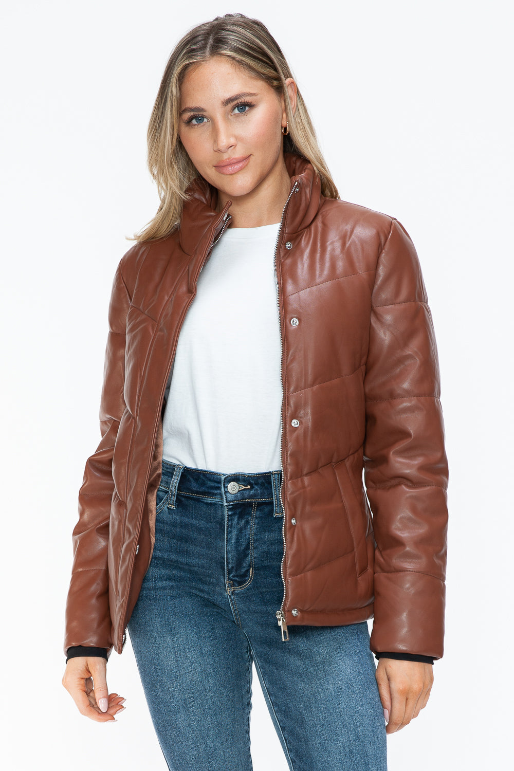 Brandy Snobbish Pocketed Zip Up Turtleneck Puffer Jacket 1