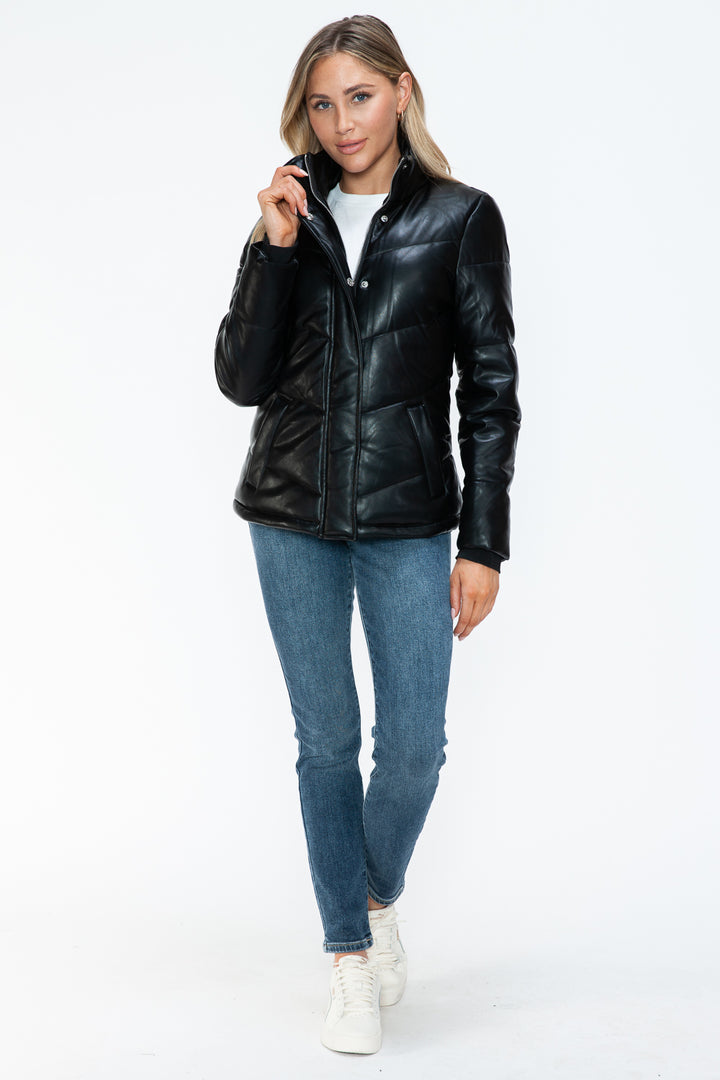 Snobbish Pocketed Zip Up Turtleneck Puffer Jacket 2