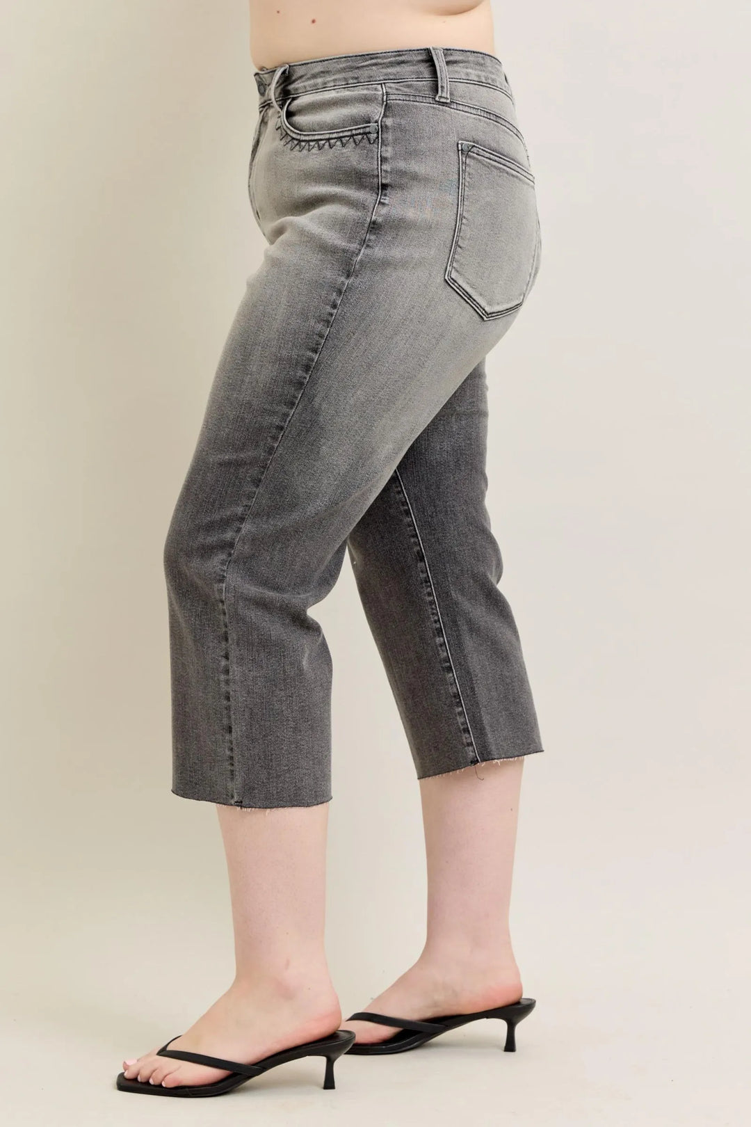 Gray Judy Blue Full Size Wide Leg Capris Jeans Plus Size