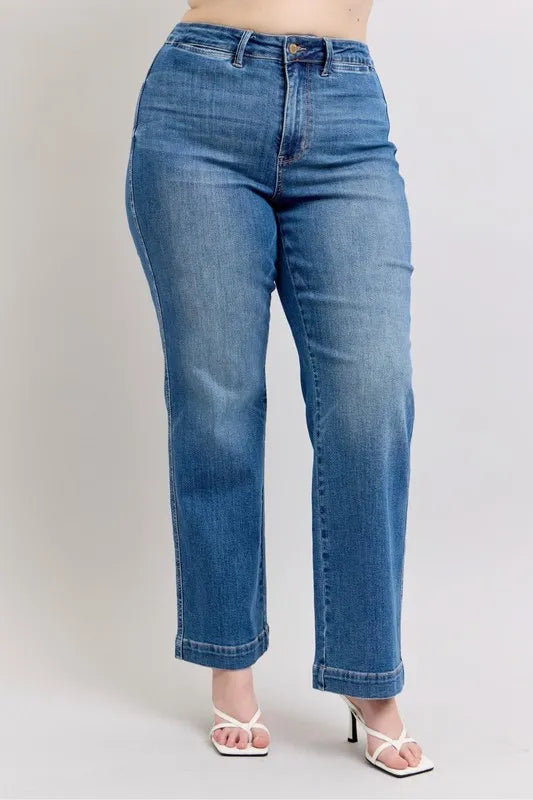 Md Judy Blue Full Size High Waist Contrast Thread Straight Plus Size