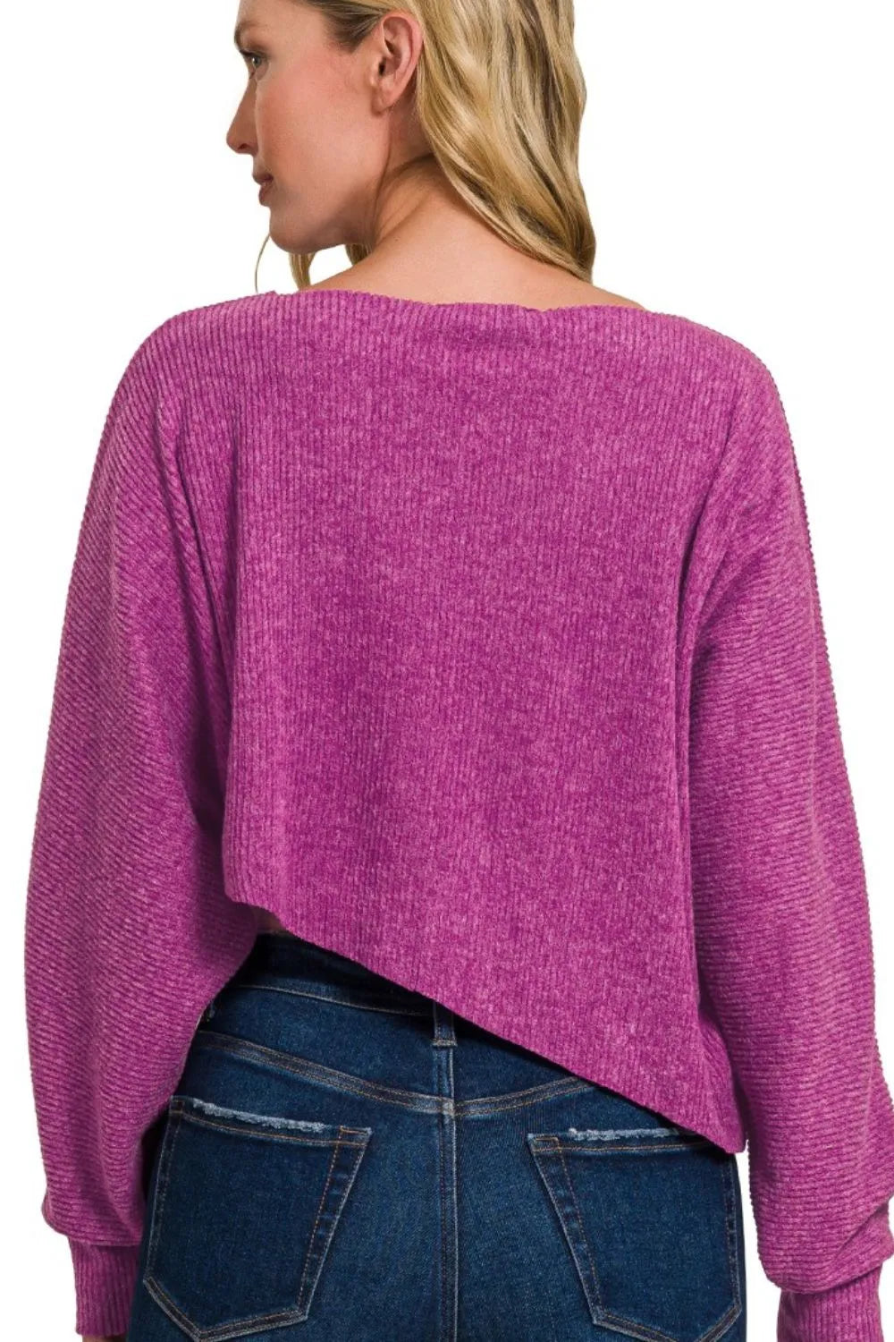 Zenana Ribbed Asymmetric Hem And Sleeve Top Skirt Set