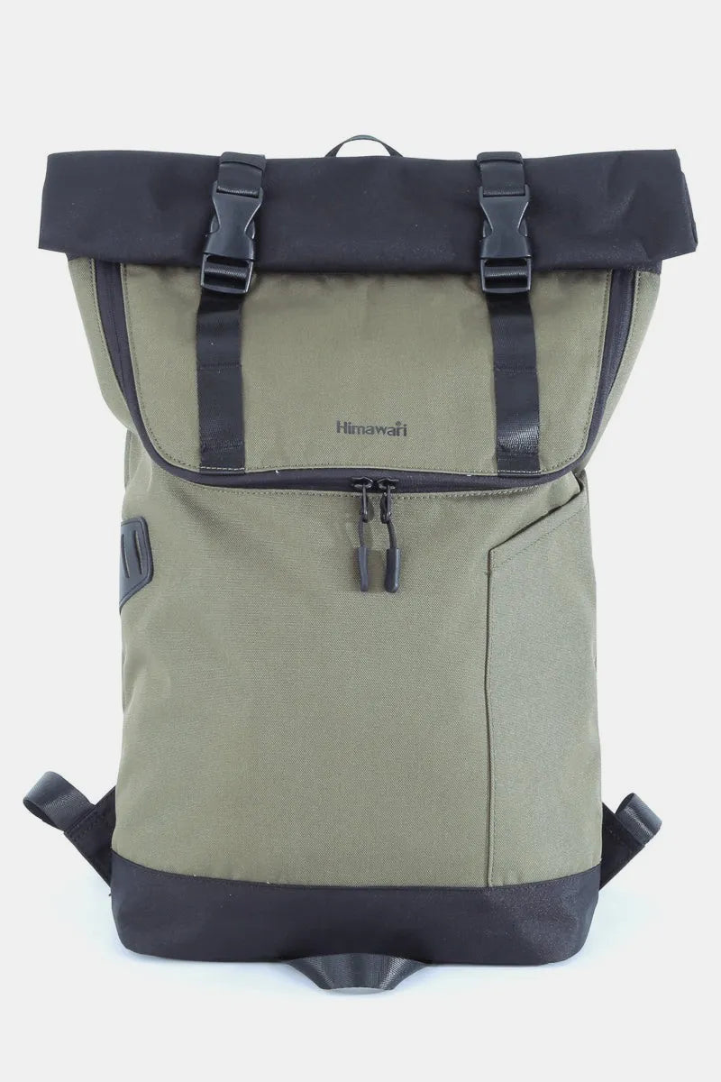 Army Green Himawari Contrast Waterproof Canvas Backpack Bag