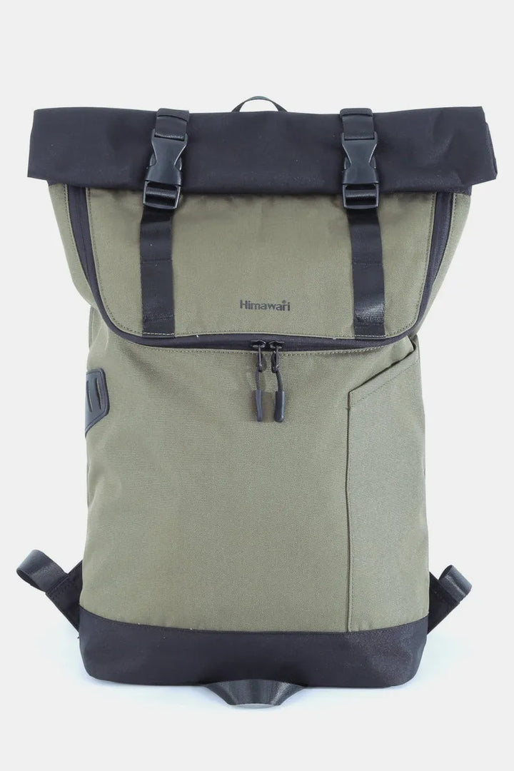 Army Green Himawari Contrast Waterproof Canvas Backpack Bag