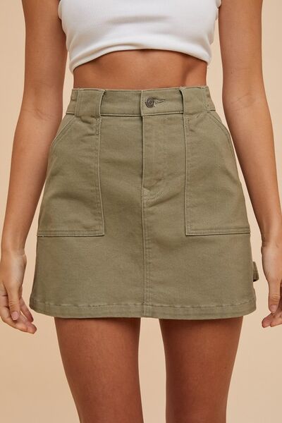 Olive Annie Wear Cargo Denim Mini Skirt