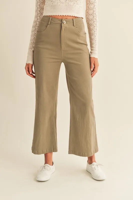 Olive Mable High Rise Pants With Pockets 1