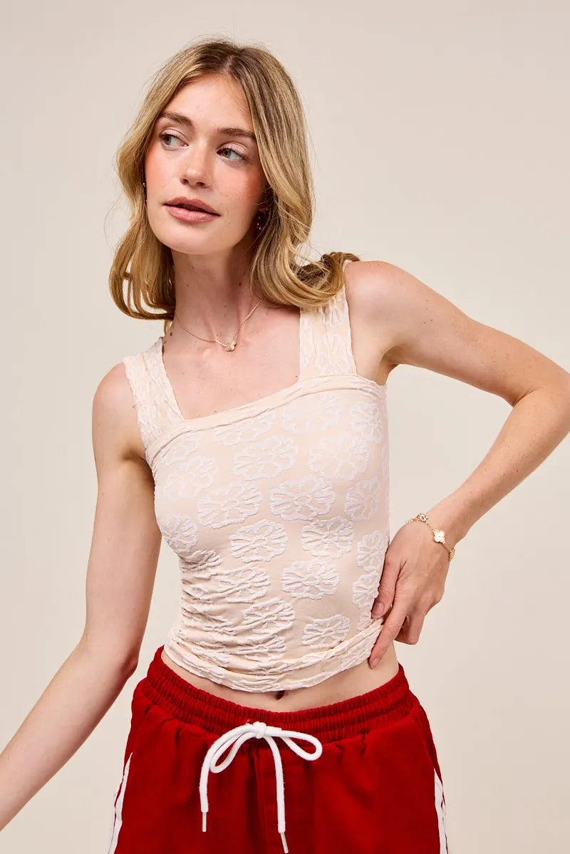 2Tone Oatmeal So Me Two Tone Floral Seamless Tank Top 1
