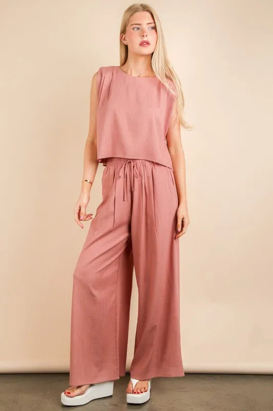 Mauve Very J Solid Woven Top Pants Set 2