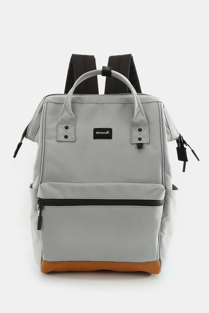 Gray Himawari Waterproof Canvas Travel Backpack Bag With Usb Port
