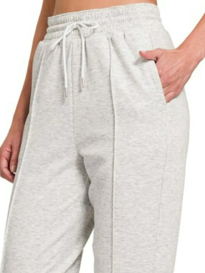 H Grey Zenana Drawstring Sweatpants With Pockets