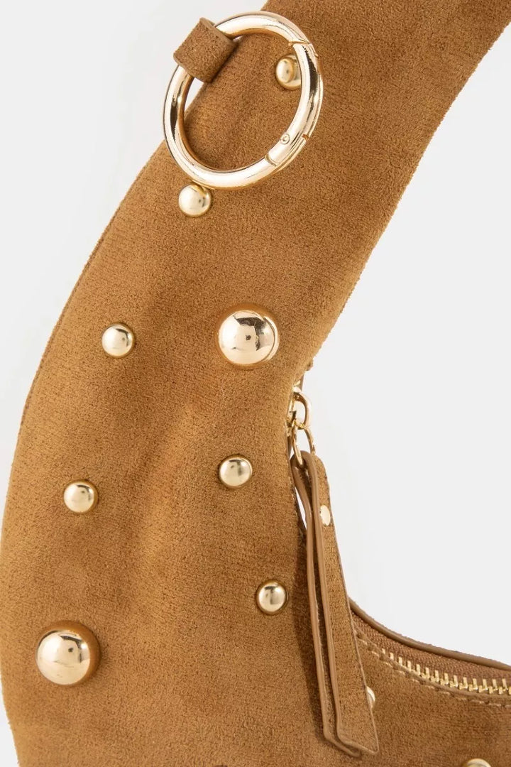 Sdbr Fame Dome Studded Chrome Crescent Hand Bag