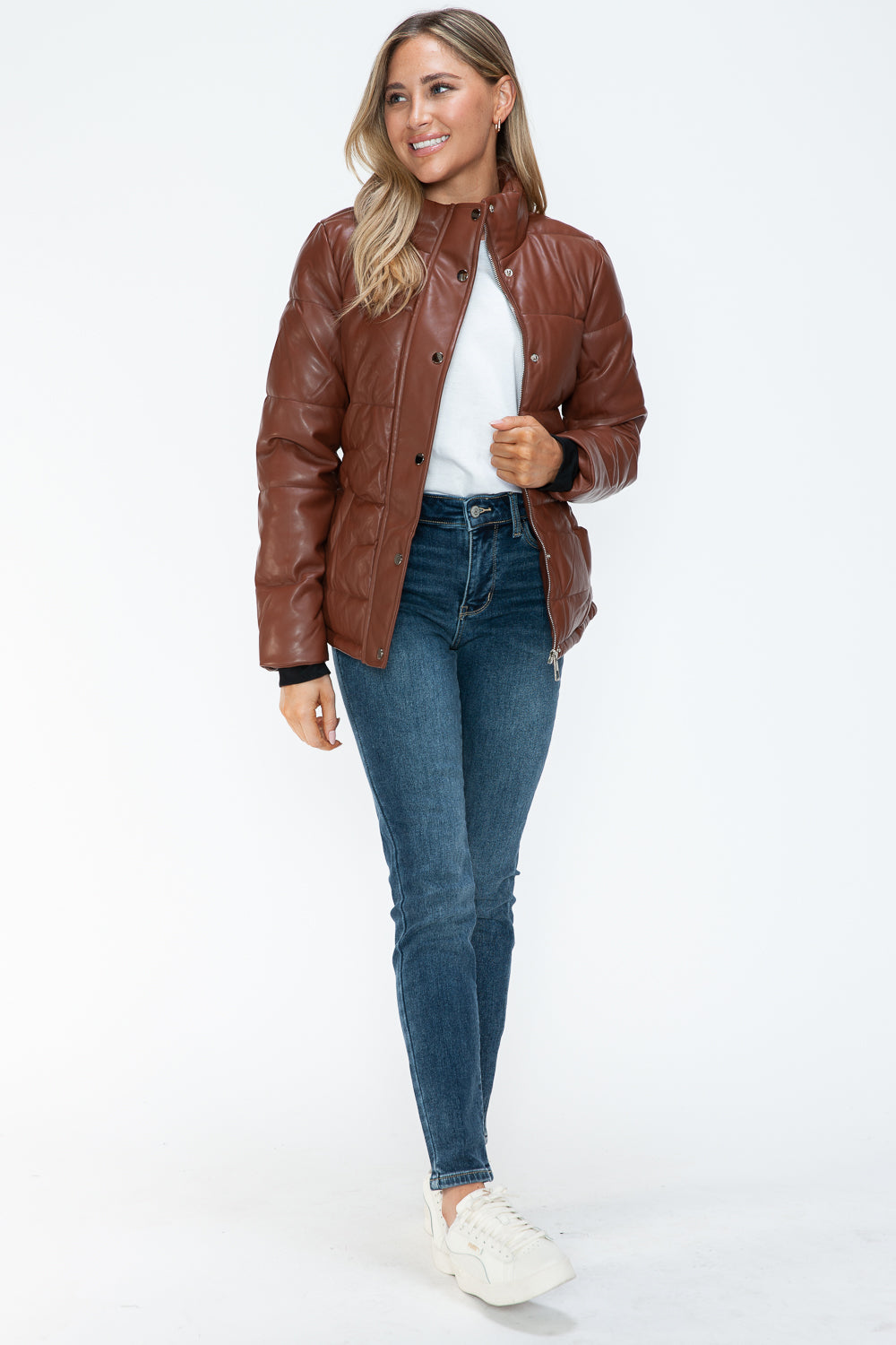 Ymi Pocketed Zip Up Turtleneck Puffer Jacket