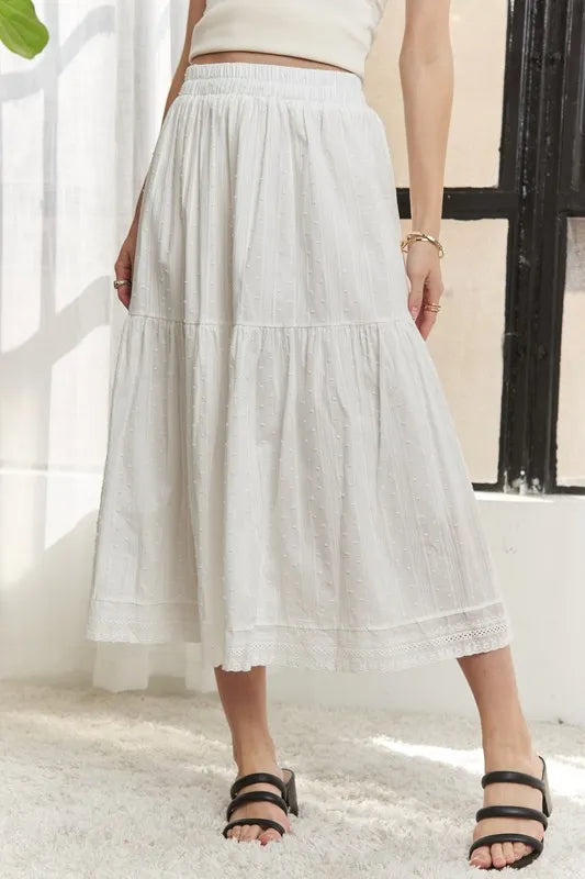 Adora Elastic Waistband Tiered Midi Skirt 4
