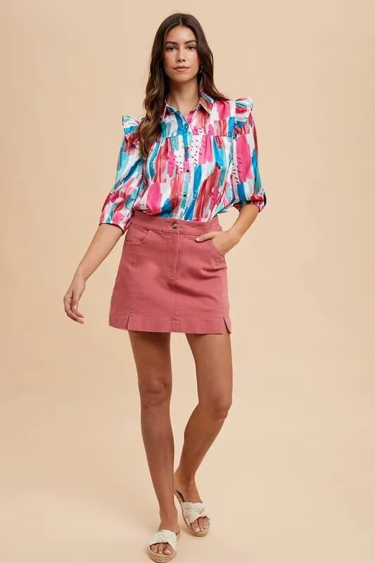 Annie Wear Comfort Stretch Cotton Slit Detailed Mini Skirt 2