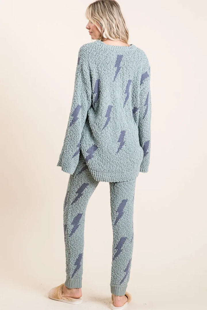 Bibi Cozy Soft Hairy Popcorn Sweater Pants