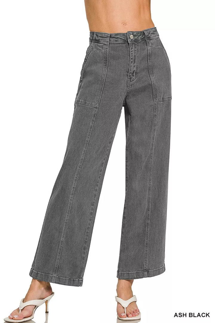 Ash Black Zenana Straight Leg Utility Pocket Jeans 5