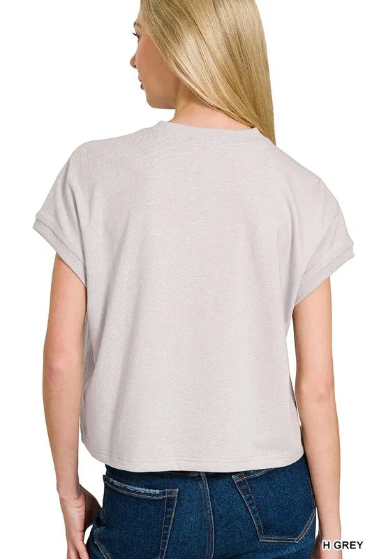 H Grey Zenana Premium Cotton Relaxed Crop Tee
