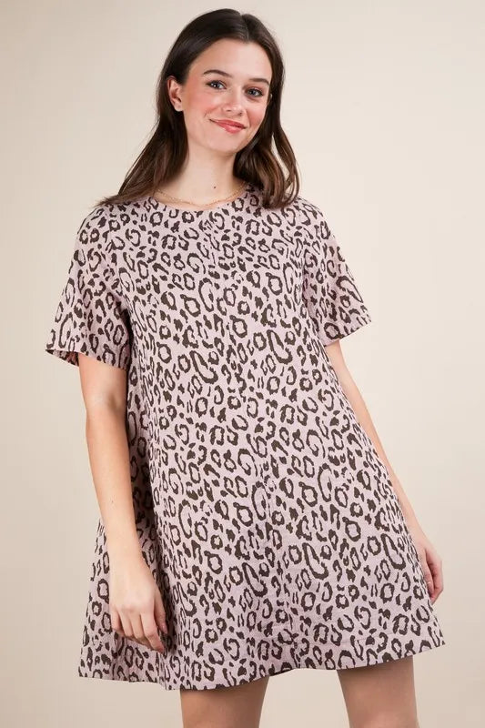 Blush Very J Leopard Printed Comfy Mini Dress