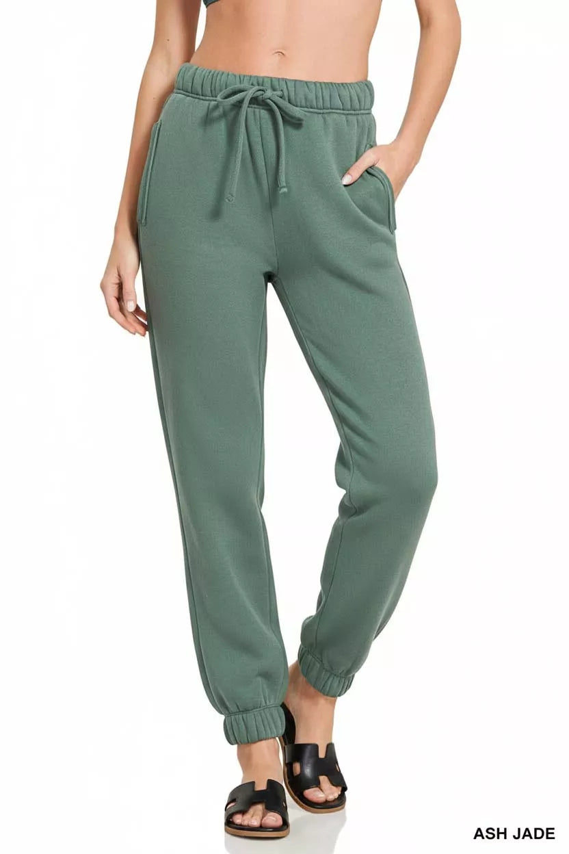 Ash Jade Zenana Fleece Drawstring Joggers With Pocket 3