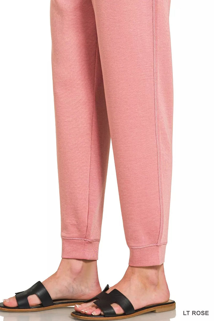 Lt Rose Zenana Drawstring Scuba Joggers With Pockets