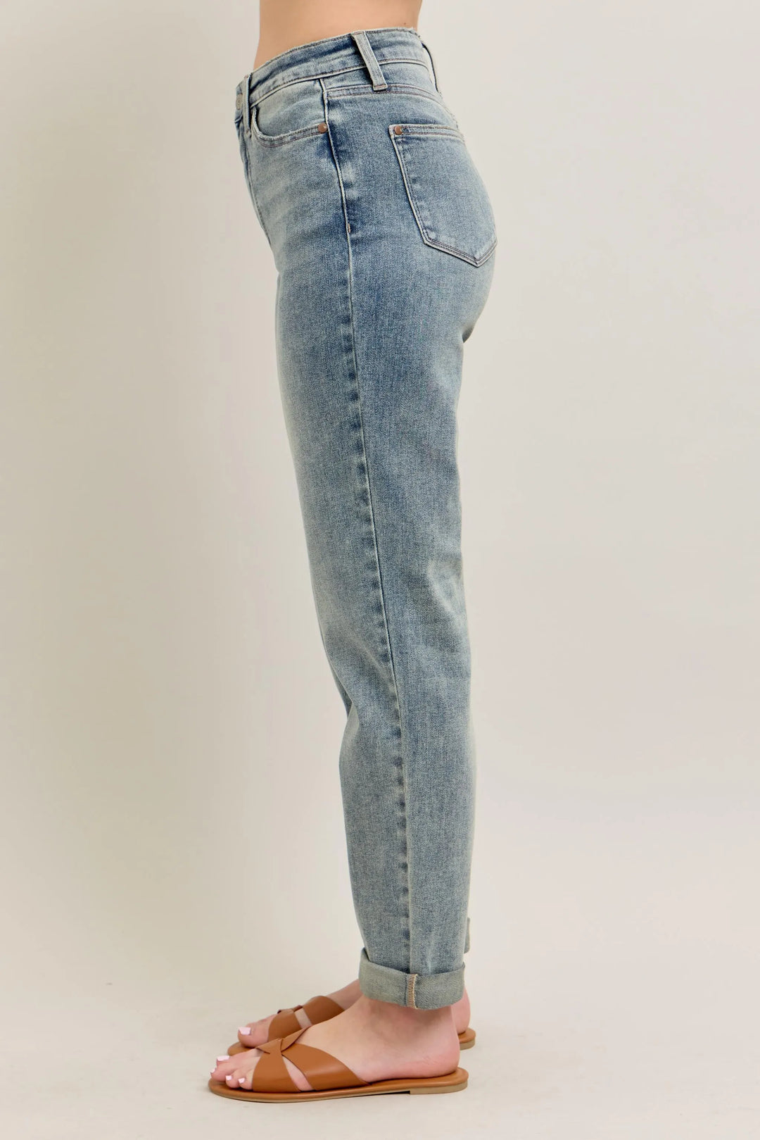 Md Judy Blue Full Size Hw Vintage Wash Double Roll Cuff Bf Jeans Plus Size