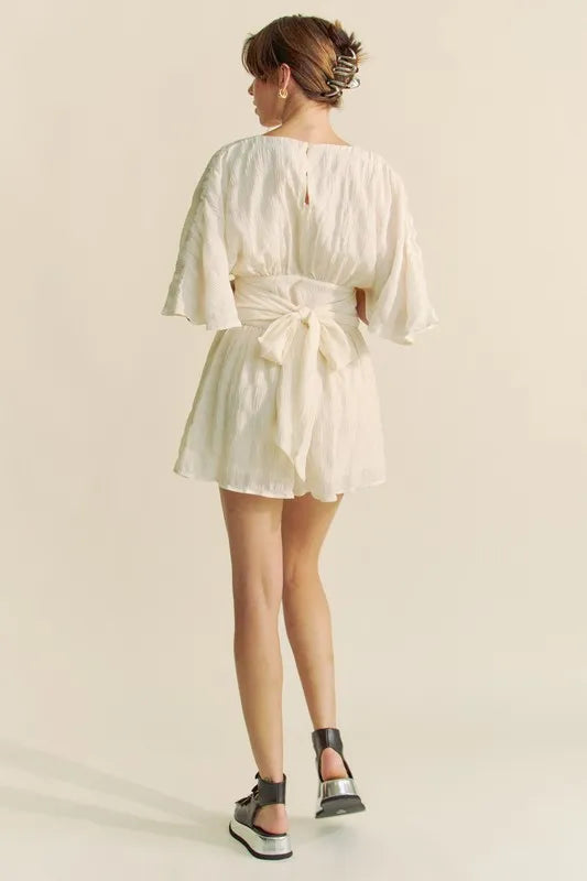 Davi Dani Batwing Sleeve Waist Belt Romper 1