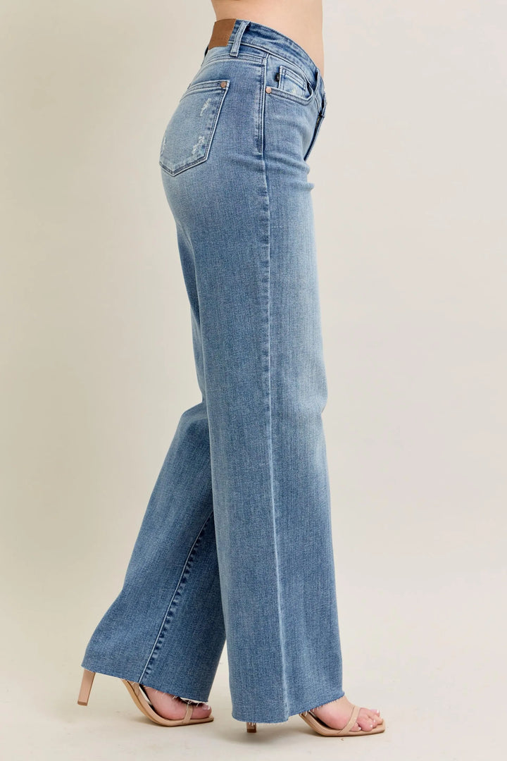 Md Judy Blue Full Size V Front Baggy Jeans Plus Size