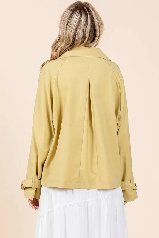 Yellow Mittoshop Double Breasted Long Sleeve Trench Coat Jacket 1