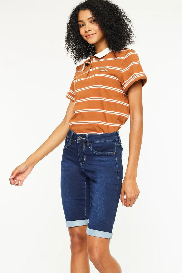 Dark Kancan Mid Rise Bermuda Denim Shorts