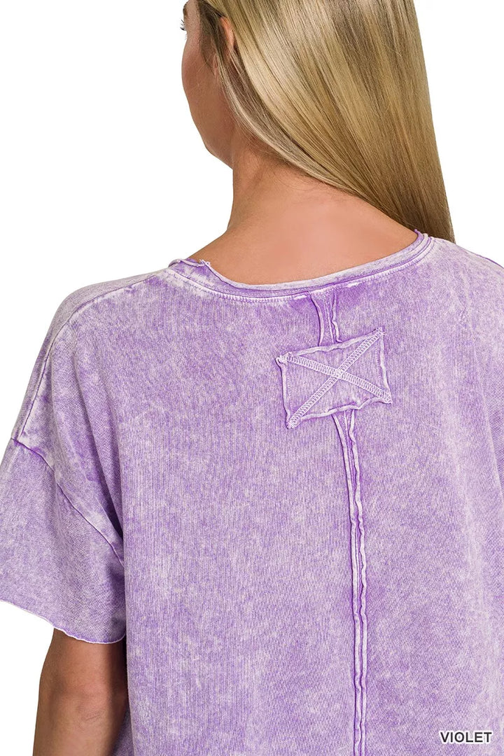 Zenana Halo Washed Cotton Short Sleeve Top 2