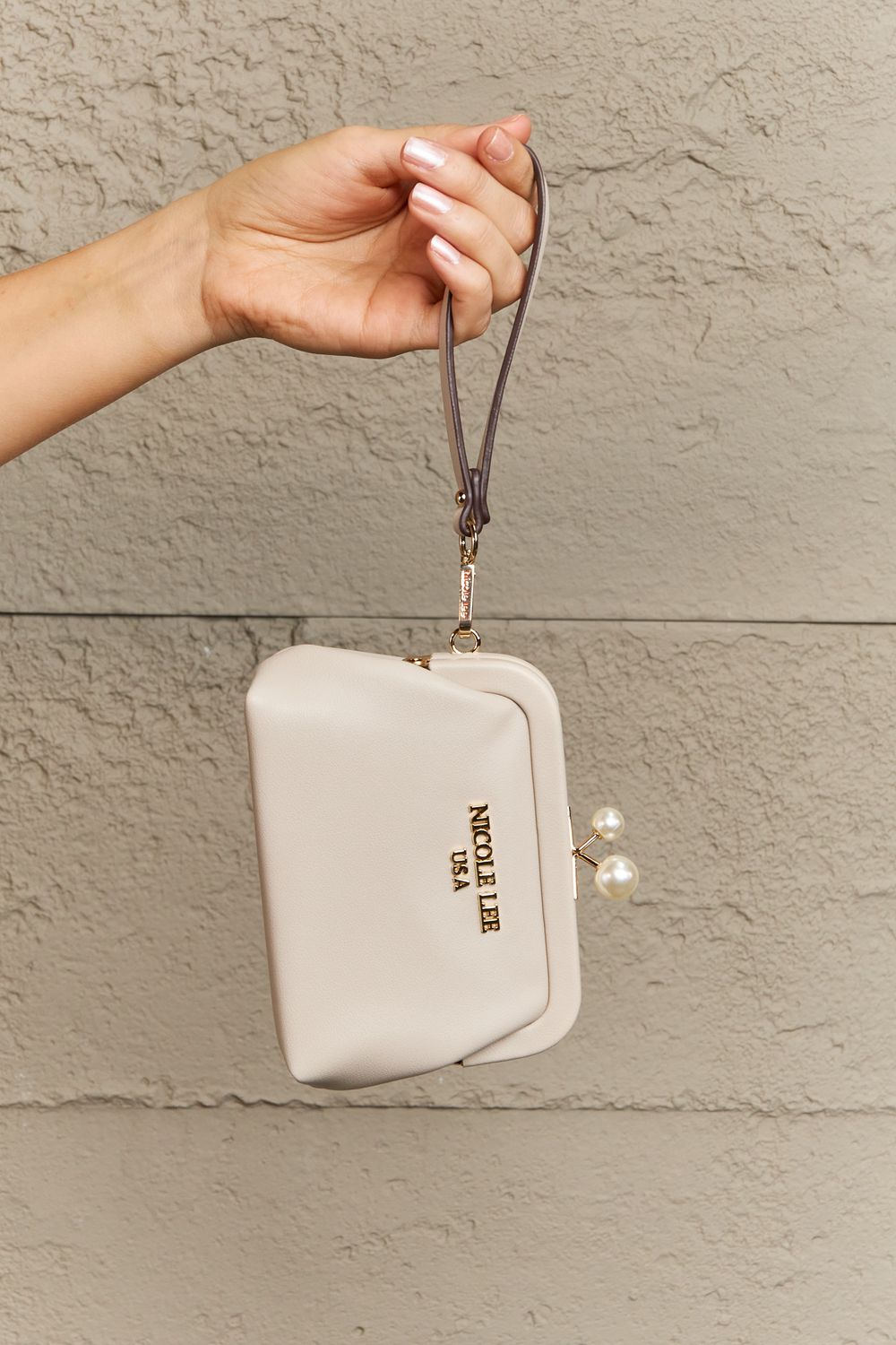 Beige Nicole Lee Usa Elise Pearl Coin Purse