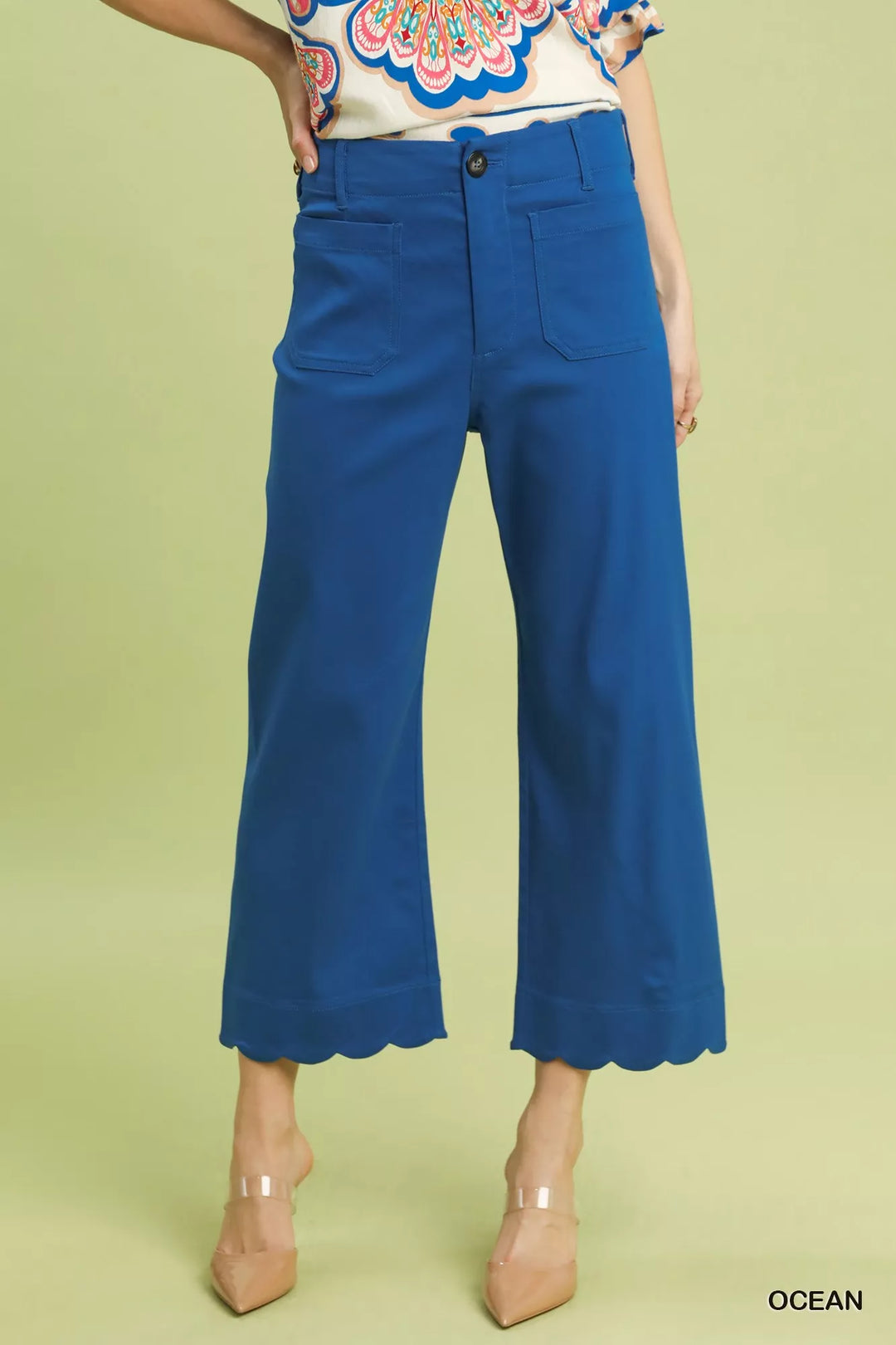 Ocean Umgee Scallop Hem Wide Leg Pants 1