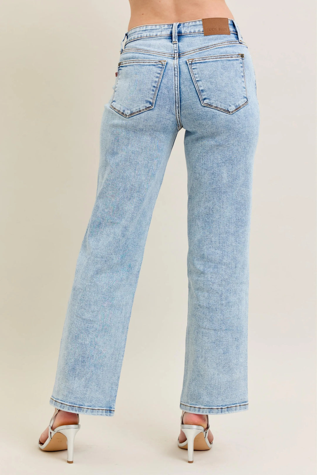 Light Judy Blue Full Size High Waist Stone Wash Straight Jeans Plus Size