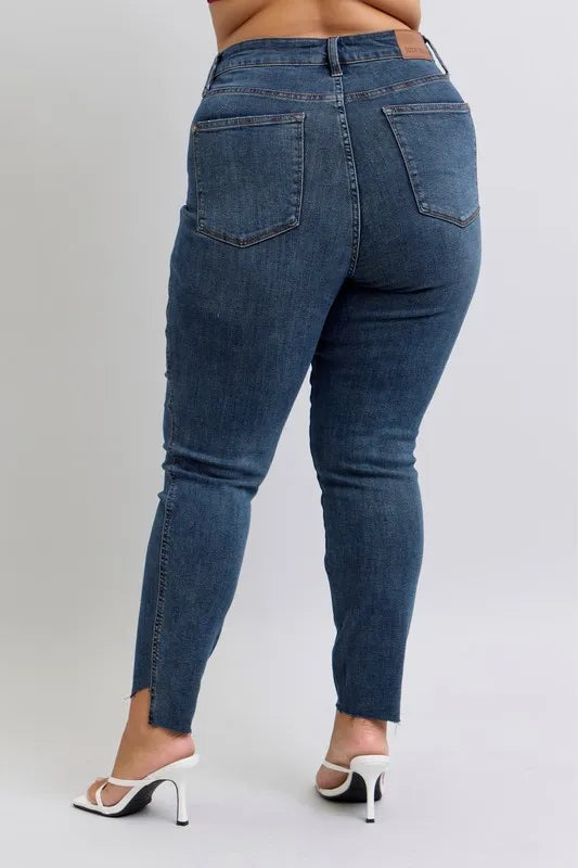 Dk Judy Blue Full Size High Waist Tummy Control Step Hem Skinny Jeans Plus Size