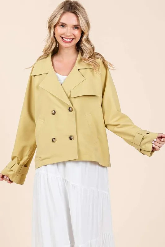 Mittoshop Double Breasted Long Sleeve Trench Coat Jacket 1