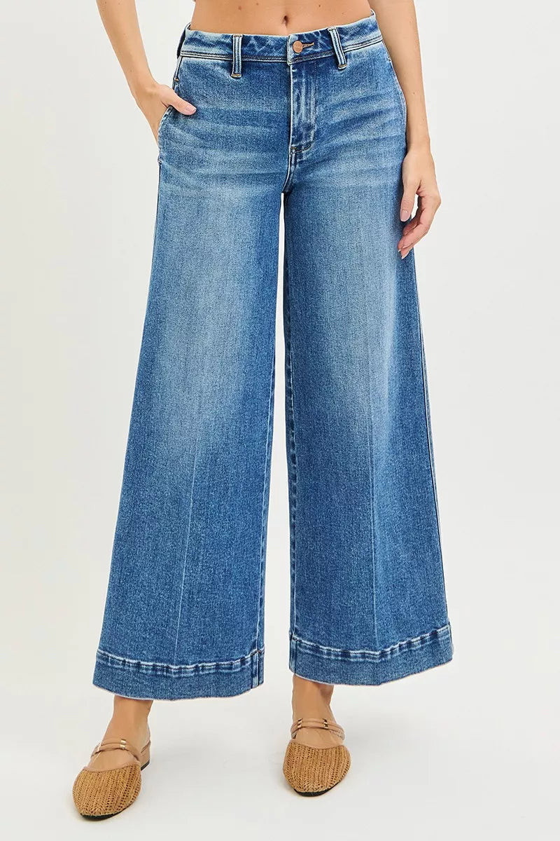 Dark Risen Slouchy Ankle Wide Jeans
